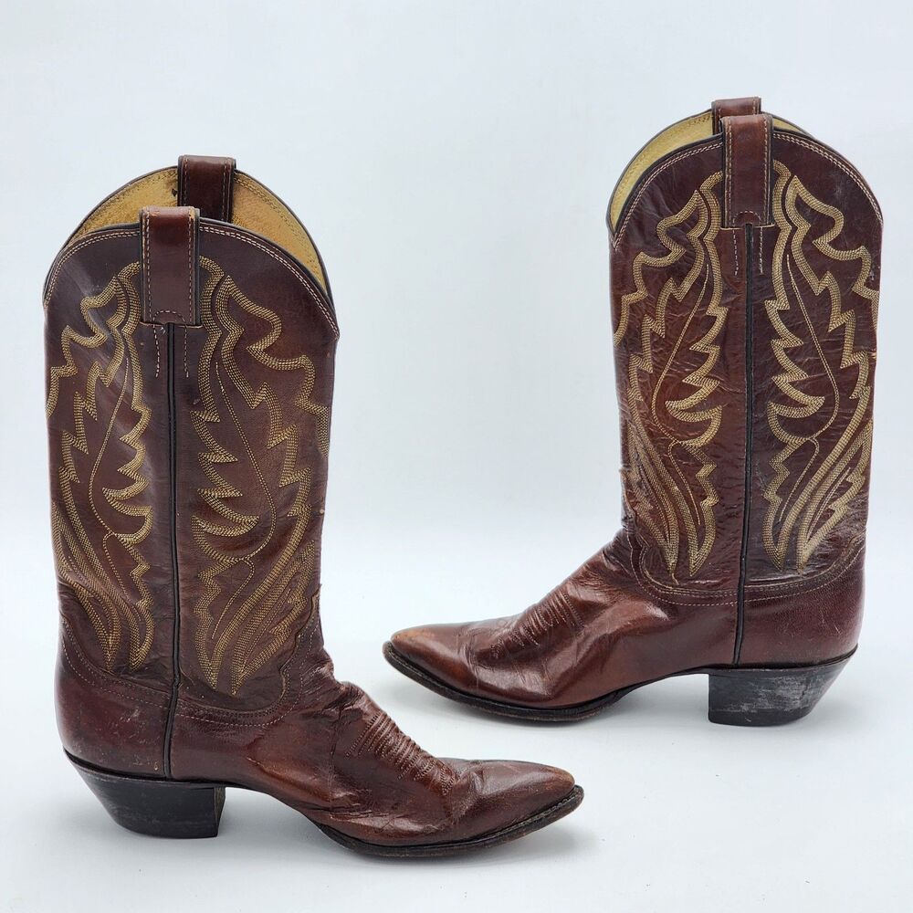 Justin For Billy Martin's Vintage Western Cowboy Leather Boots Women's Size 8.5 - Picture 4 of 10